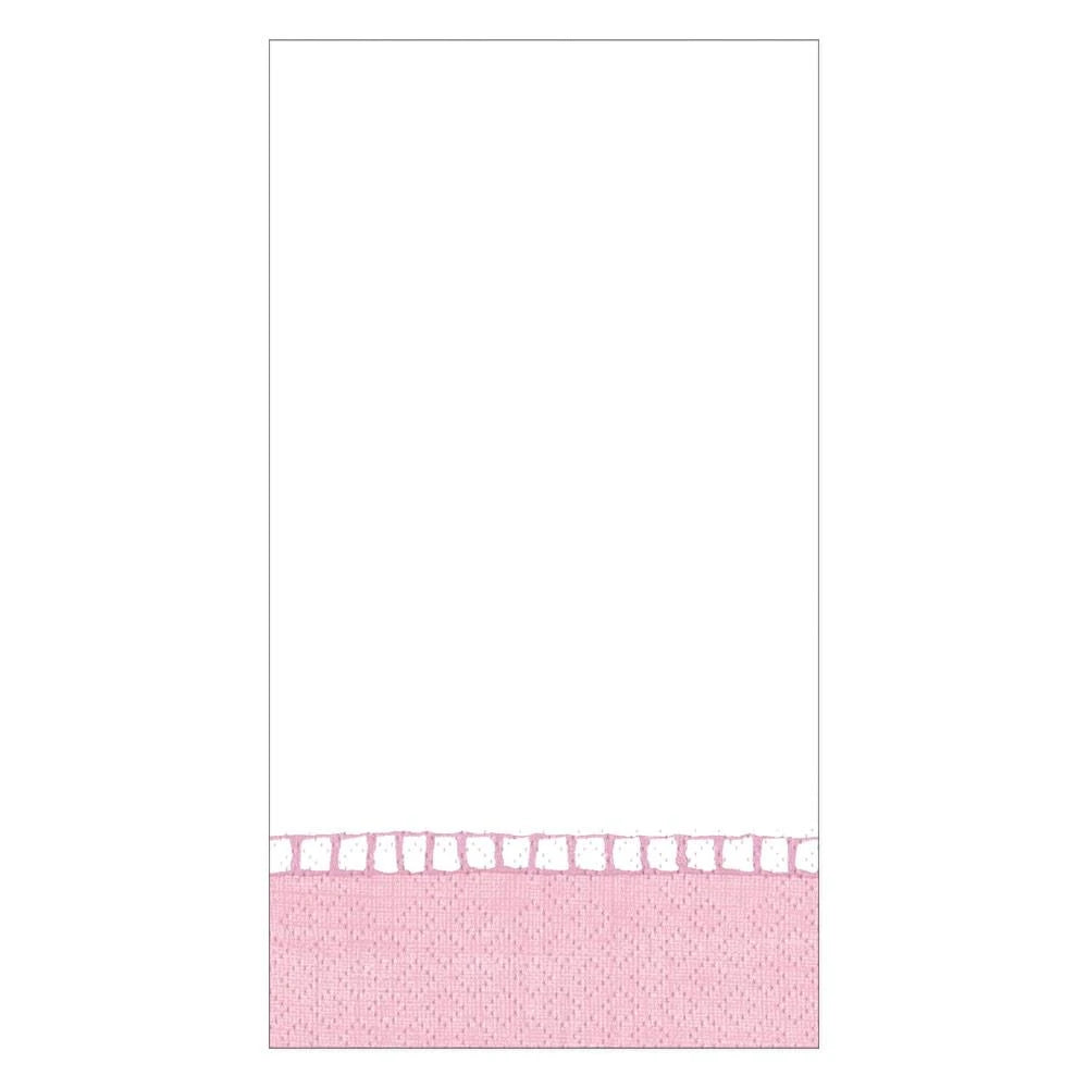 Linen Border Paper Guest Towel Napkins in Petal Pink - 15 Per Package