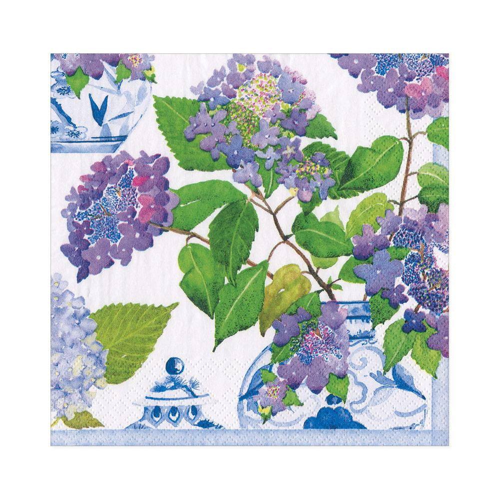 Hydrangeas and Porcelain Paper Luncheon Napkins - 20 Per Package