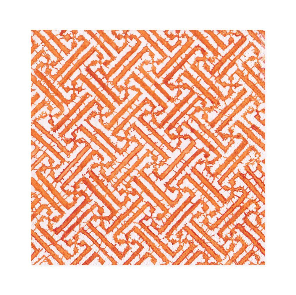 Fretwork Paper Luncheon Napkins in Orange - 20 Per Package