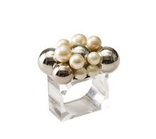 Load image into Gallery viewer, Bauble Napkin Ring, Pearl &amp; Silver
