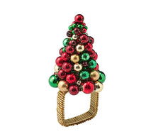 Load image into Gallery viewer, Xmas Baubles Napkin Ring in Red, Green &amp; Gold
