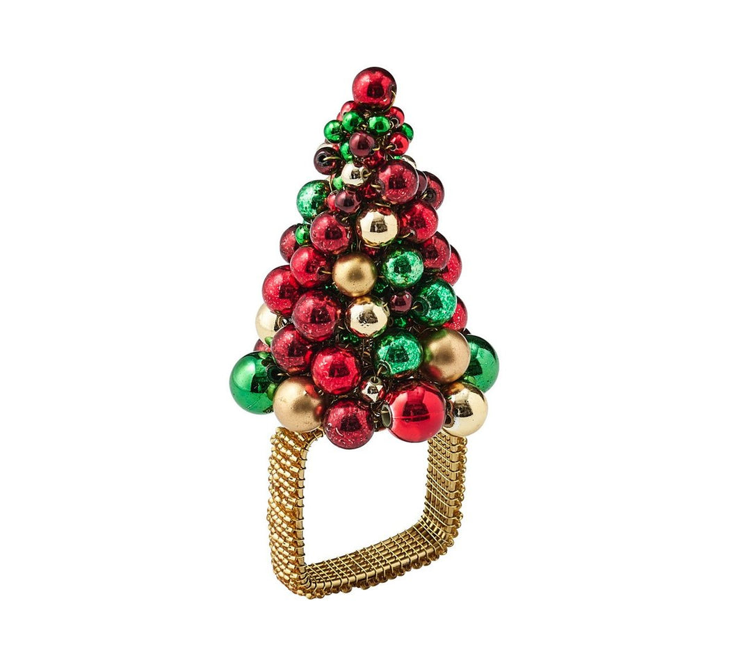 Xmas Baubles Napkin Ring in Red, Green & Gold