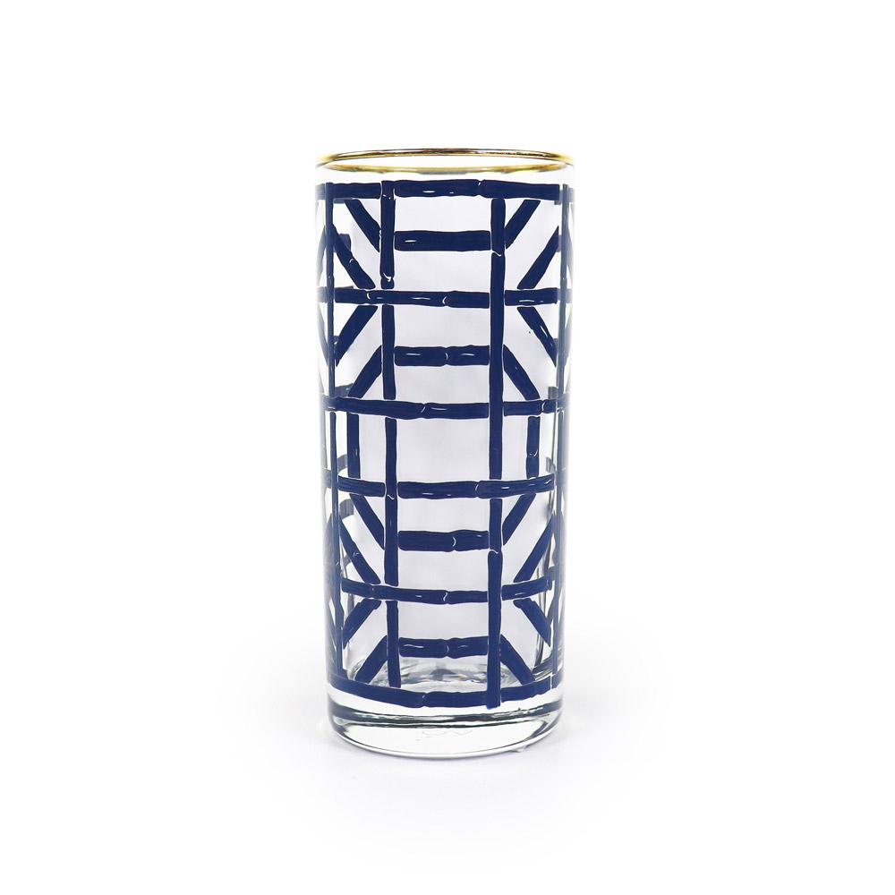 Navy Bamboo Drinking Glass, Set of 4