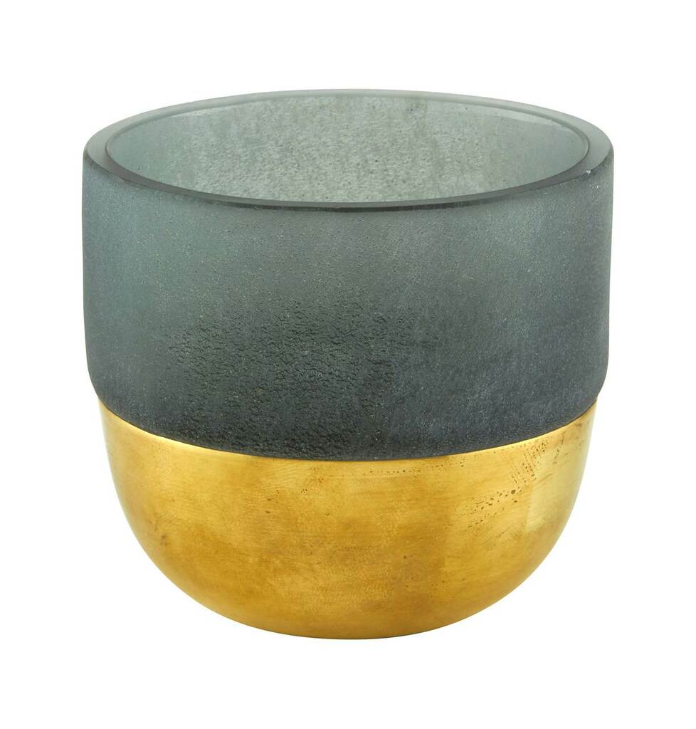 Handblown Gold & Gray Votive, Sm