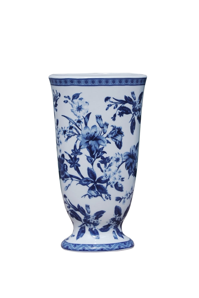 Blue & White Floral Porcelain Vase, 11