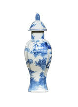 Load image into Gallery viewer, Blue &amp; White Chinoiserie Rectangular Jar, 11&quot;
