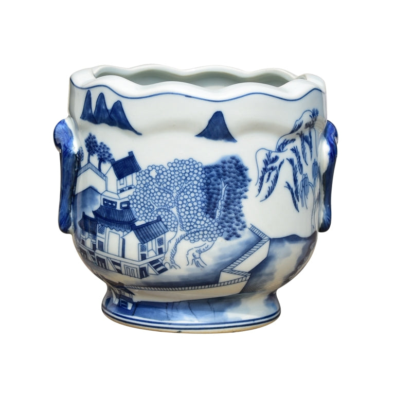 Blue & White Canton Cachepot, 7