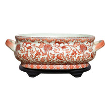 Load image into Gallery viewer, Orange Floral Porcelain Footbath
