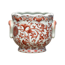Load image into Gallery viewer, Orange Floral Cachepot, 7&quot;
