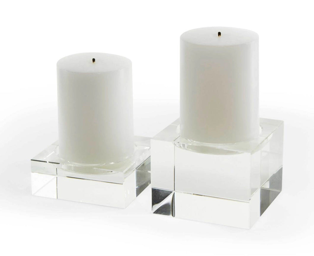 Crystal Glass Pillar Candle Holder, Md