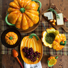 Load image into Gallery viewer, Figural Pumpkin Small Oval Platter
