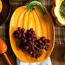 Load image into Gallery viewer, Figural Pumpkin Small Oval Platter
