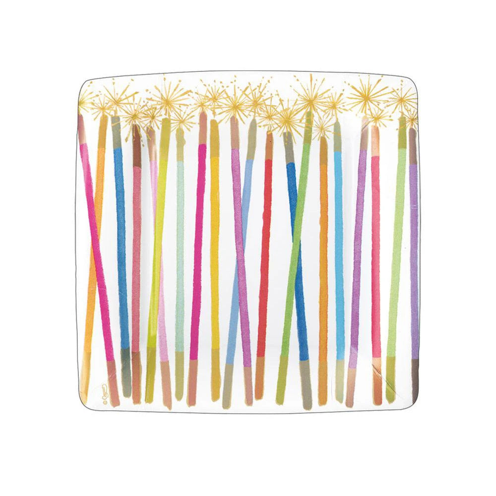 Party Candles Square Paper Salad & Dessert Plates - 8 Per Package