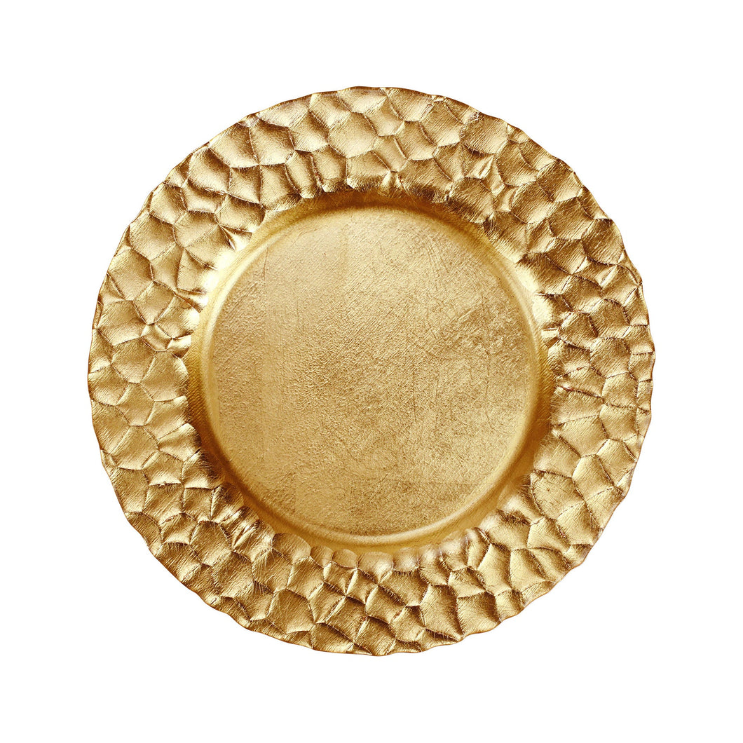 Rufolo Glass Gold Honeycomb Service Plate