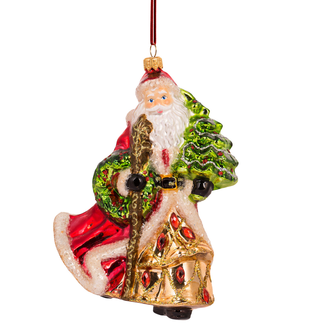 Santa with a Wreath Ornament