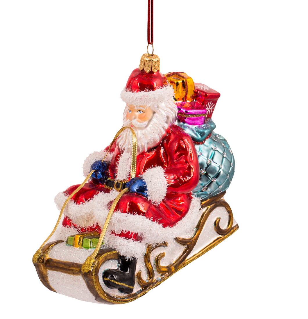 Santa on a Sleigh Ornament