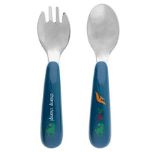 Load image into Gallery viewer, Dino Spoon &amp; Fork Set with Travel Case
