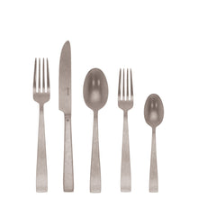 Load image into Gallery viewer, Flat Vintage Finish Flatware 5 pc Place Setting, 18/10 Stainless Steel
