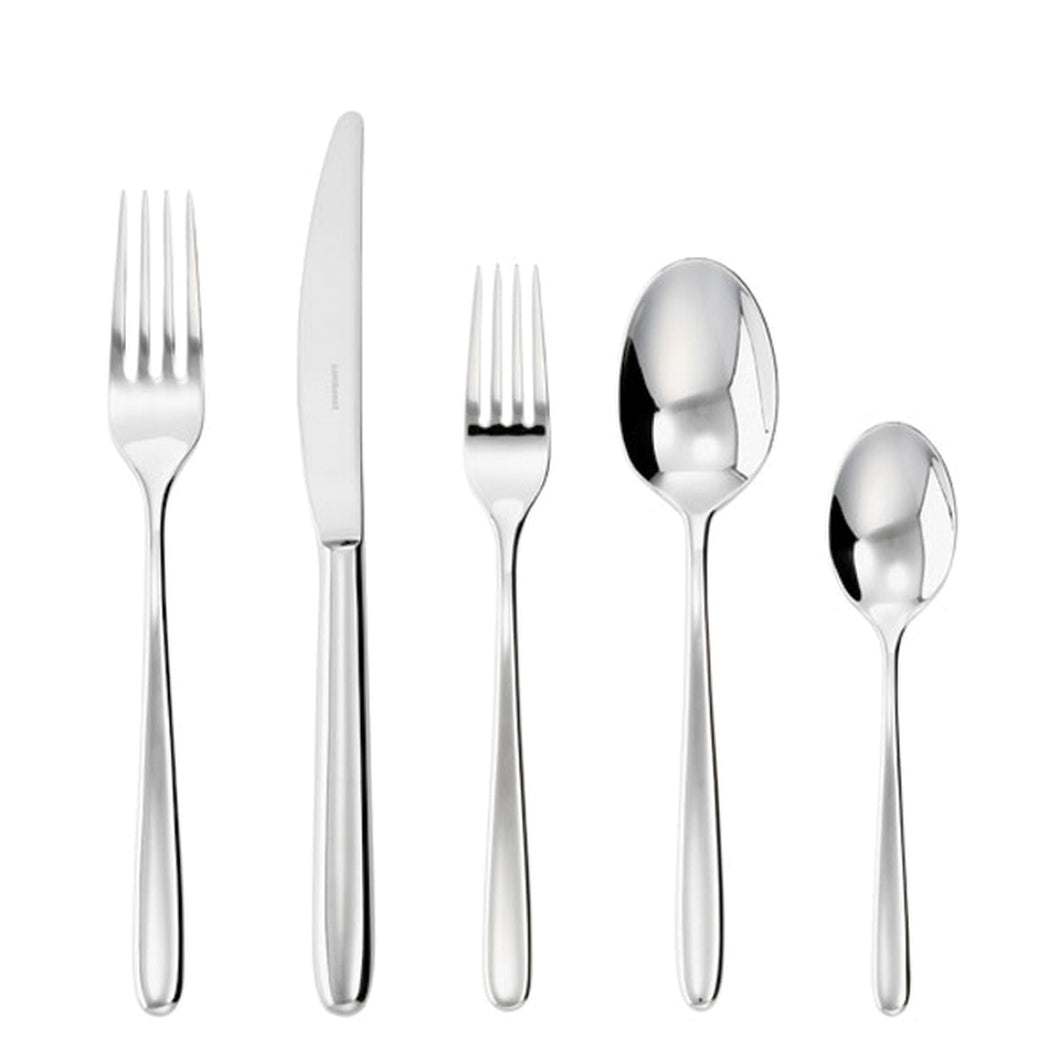 Hannah Solid Handle Flatware 5 pc Place Setting, 18/10 Stainless Steel