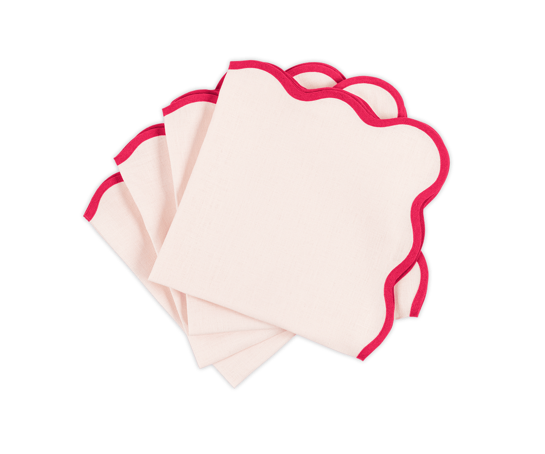 Scallop Edge Napkin-Set of 4, Pink/Azalea