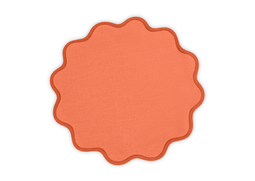 Scallop Edge Carnelian/Persimmon Circle Placemat, Set of 4
