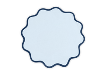 Load image into Gallery viewer, Scallop Edge Ice Blue/Navy Circle Placemat, Set of 4
