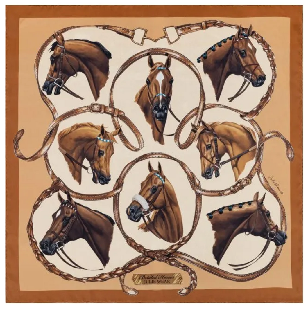 Bridled Horses Scarf, Brown