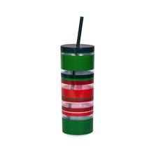 Load image into Gallery viewer, Acrylic Tumbler with Straw, Christmas Stripe
