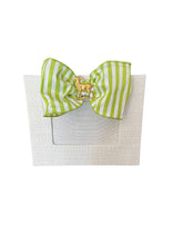 Load image into Gallery viewer, White Linen Frame with Lime Stripe Bow &amp; Reindeer, 4x6
