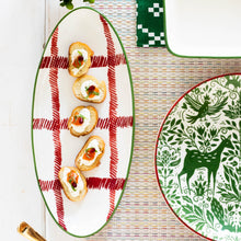 Load image into Gallery viewer, Mistletoe Plaid Narrow Oval Platter
