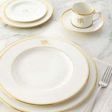 Load image into Gallery viewer, Signature Monogram Gold Dinner Plate, Ultra-White
