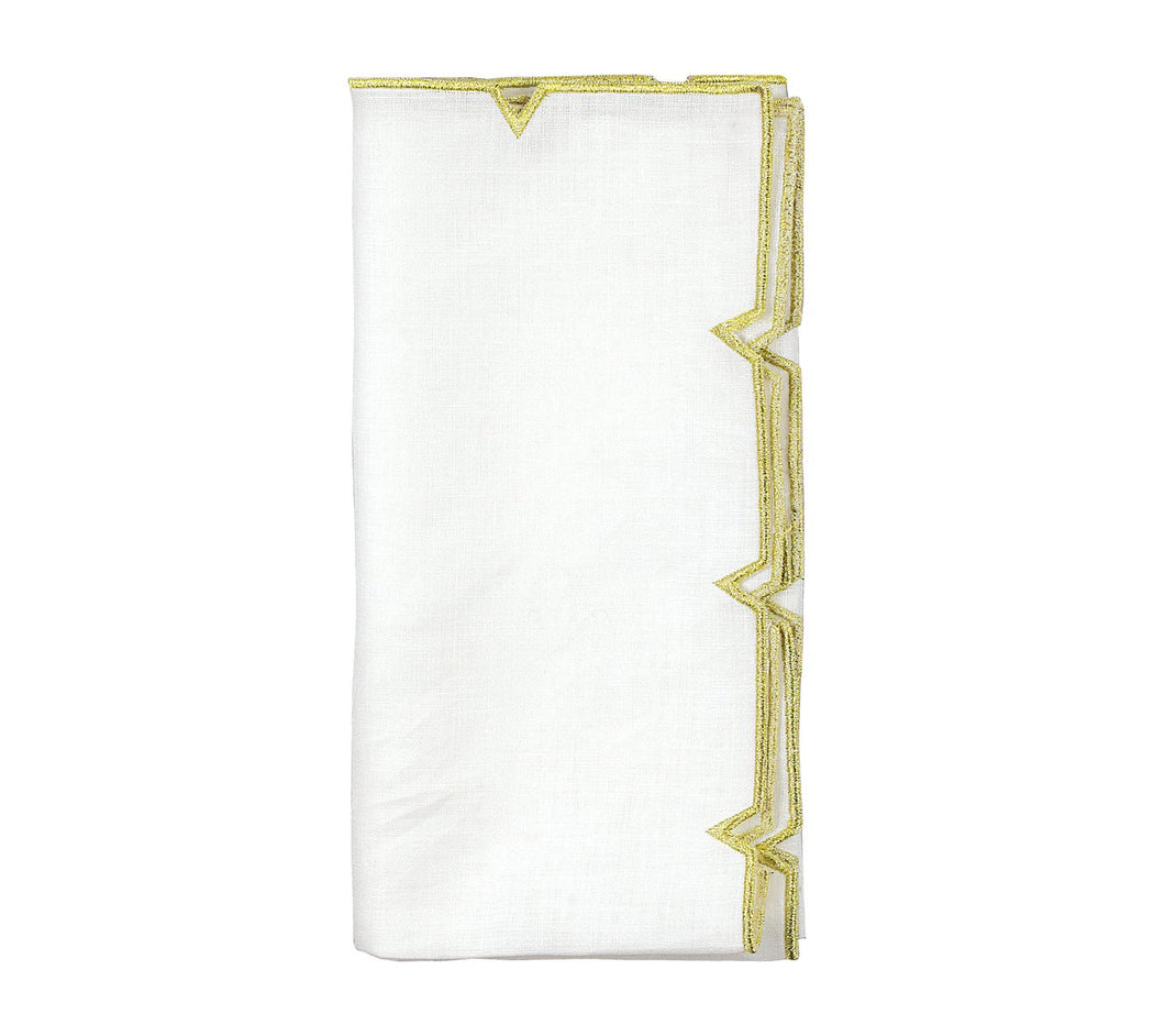 White & Gold Divot Dinner Napkin