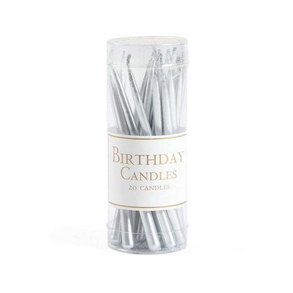 Birthday Candles in Silver - 20 Candles Per Box