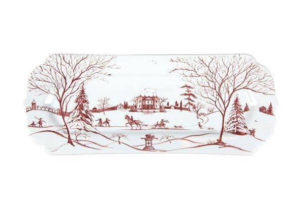 Country Estate Winter Frolic Ruby Hostess Tray, Main House