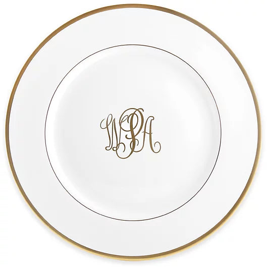 Signature Monogram Gold Charger, Ultra-White