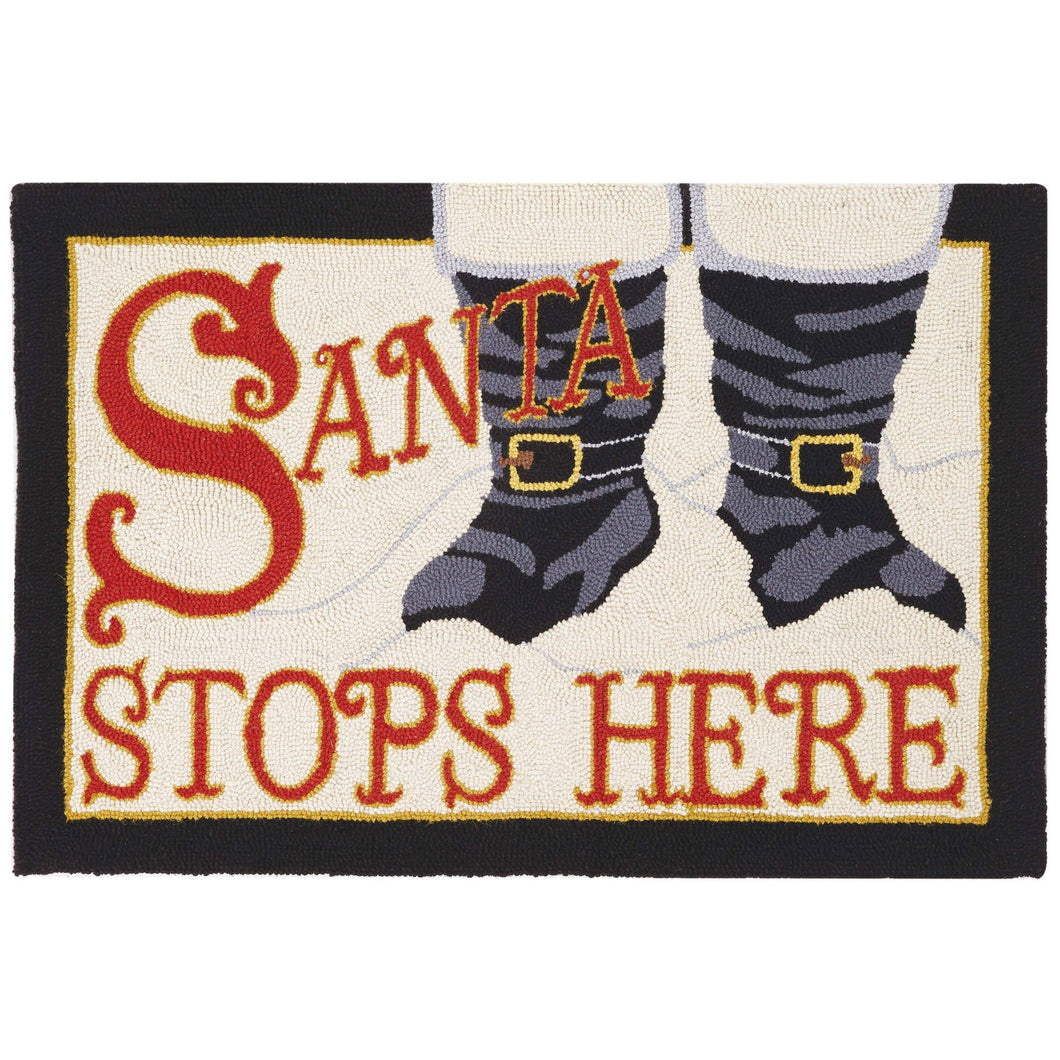 Santa Stops Here Hook Rug