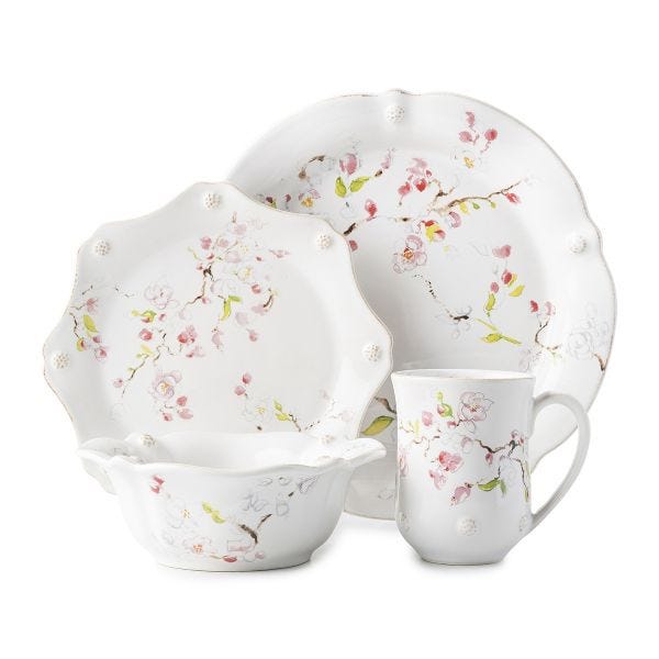 Berry & Thread Floral Sketch Cherry Blossom, 4pc Place Setting