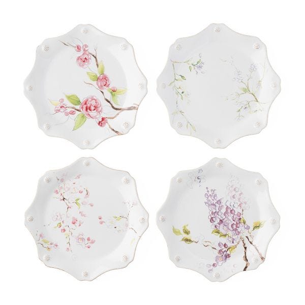 Berry & Thread Floral Sketch Assorted Dessert/Salad Plates