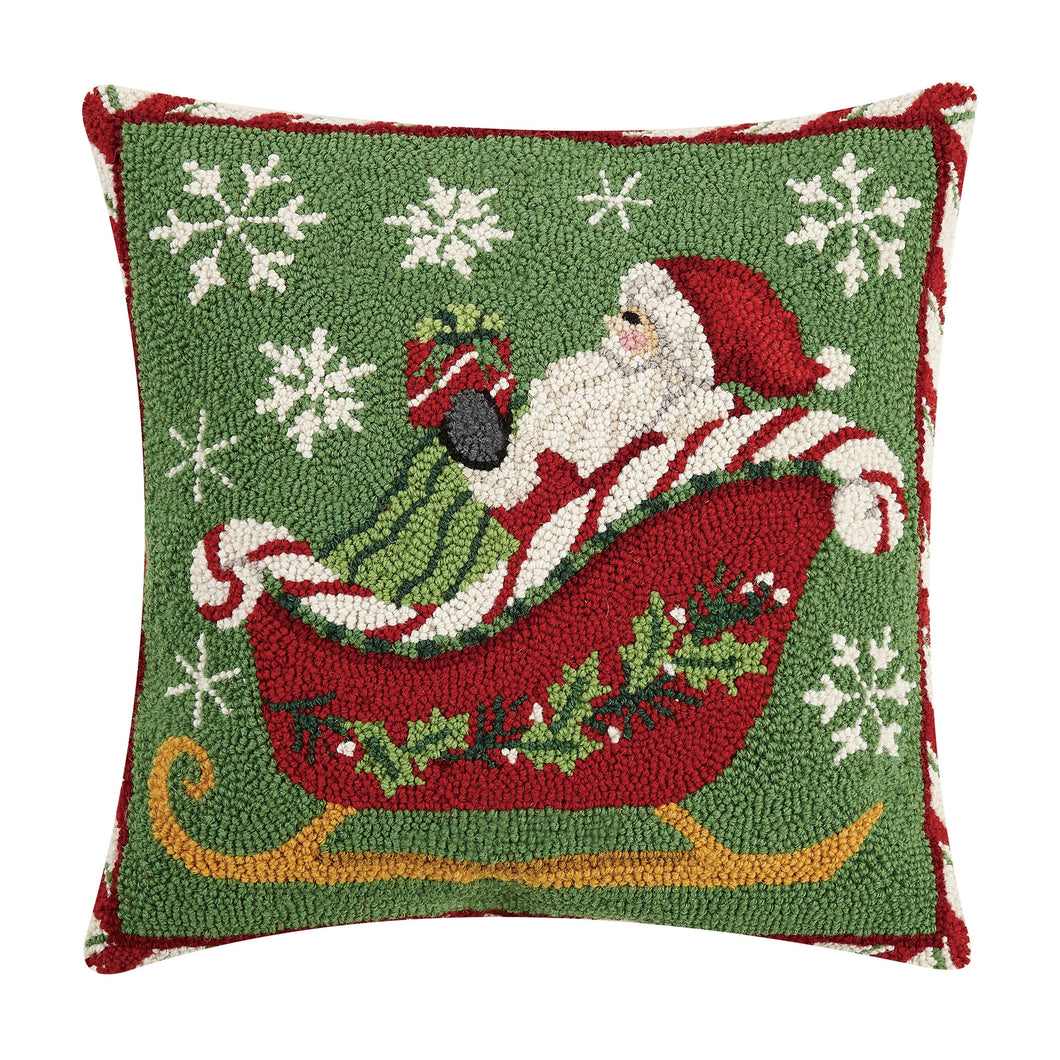 Santa Sleigh Hook Pillow, 18x18