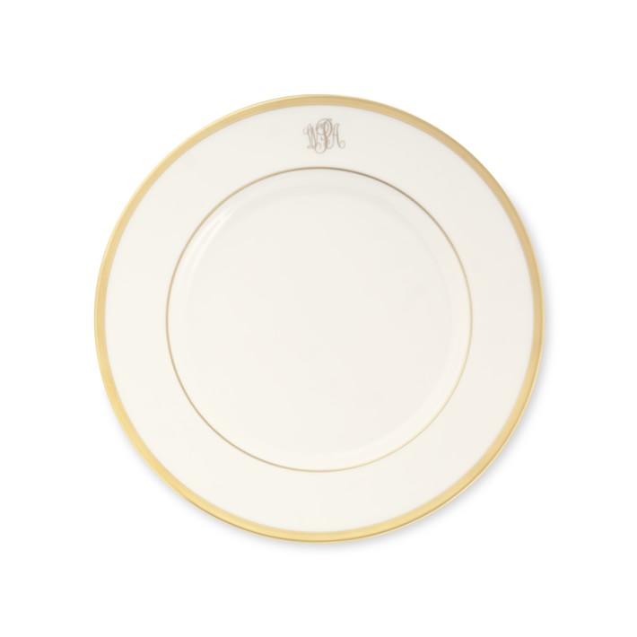 Signature Monogram Gold Salad Plate, Ultra-White