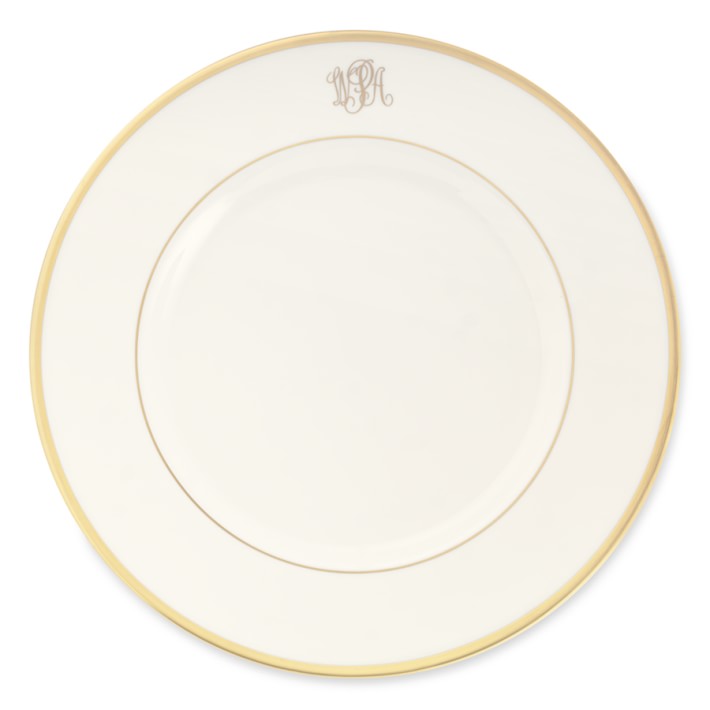 Signature Monogram Gold Dinner Plate, Ultra-White
