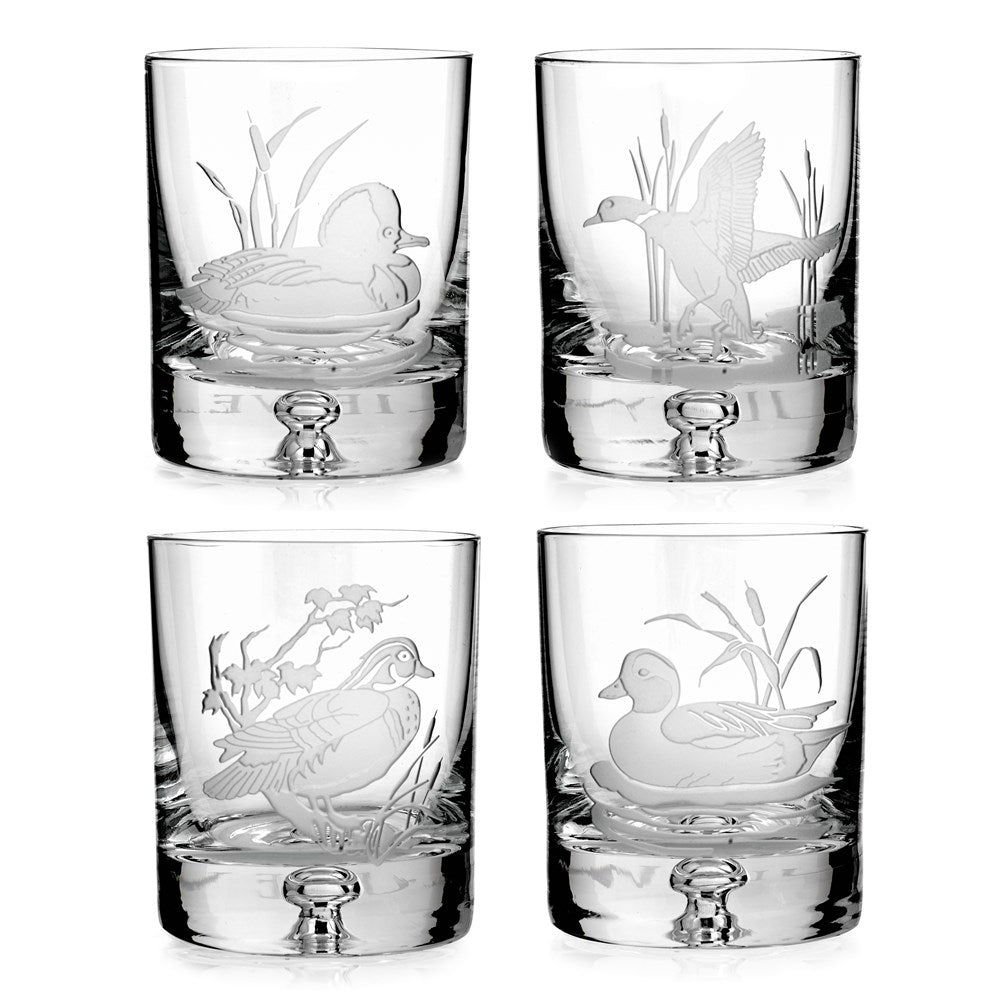Crystal American Birds Double Old Fashioned, Set of 4