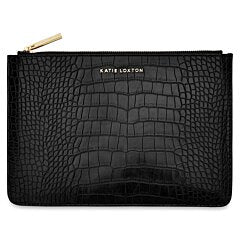 Faux Croc Pouch, Black