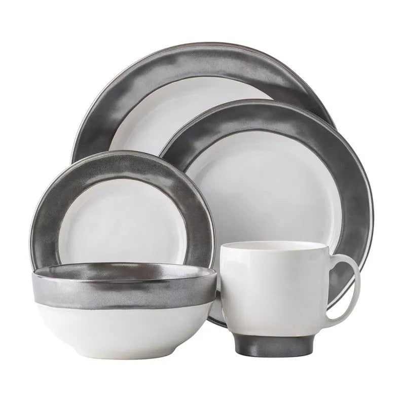 Emerson White/Pewter 5pc Place Setting