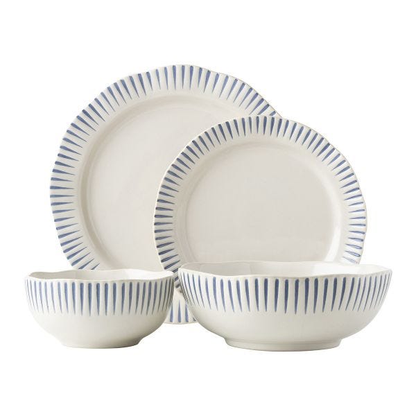Sitio Stripe Indigo 4pc Place Setting