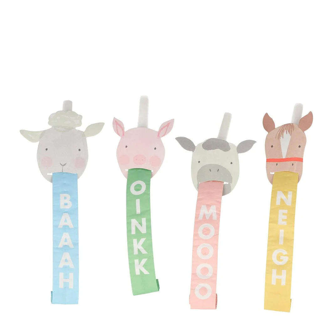 On The Farm Party Blowers, Set of 4