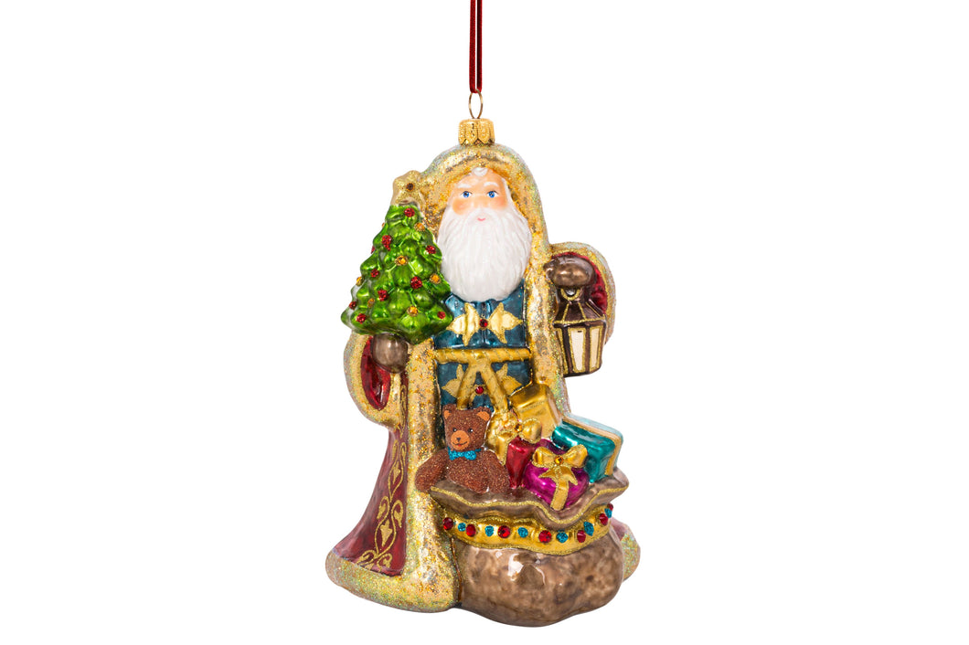 24K Gold Santa with Sack Ornament
