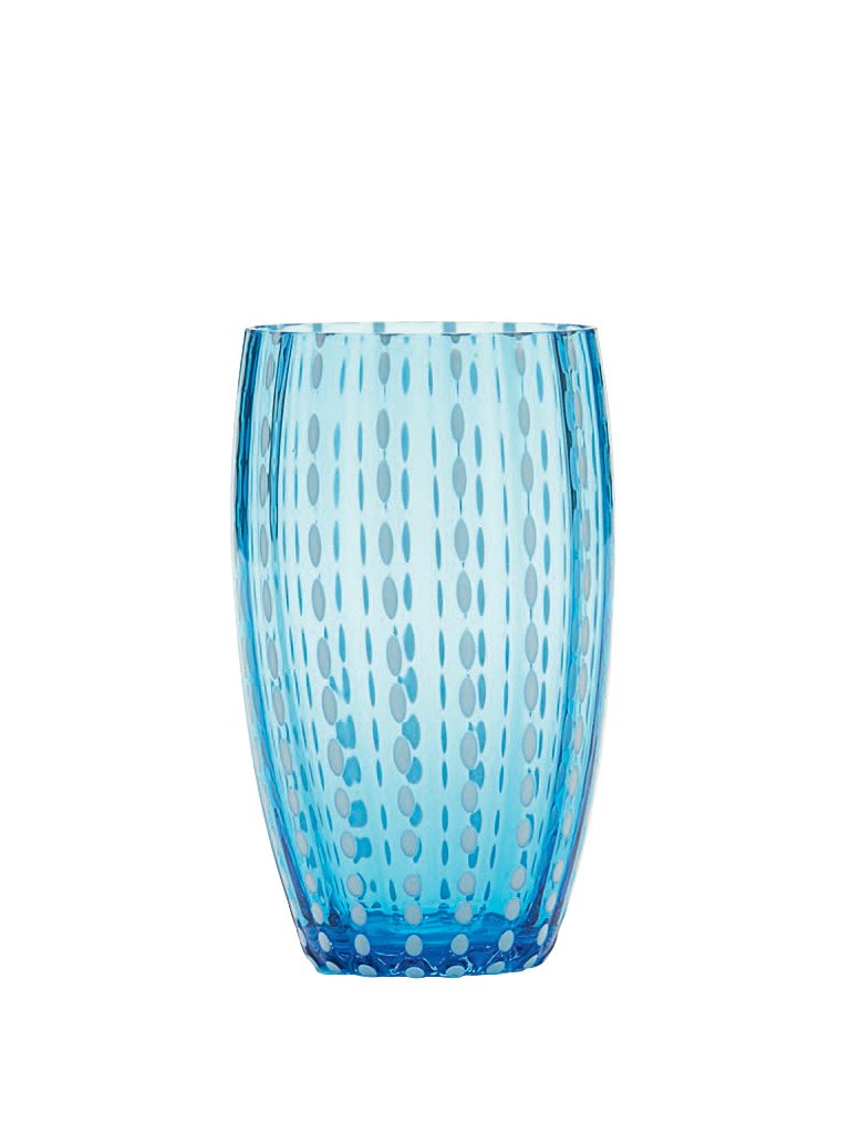 Aquamarine Perle Beverage Glass, Set of 2