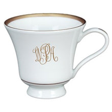 Load image into Gallery viewer, Signature Monogram Gold Tea Cup &amp; Saucer, Ultra-White
