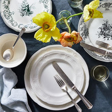 Load image into Gallery viewer, Timeless and versatile, Pont au Choux is ideal for mixing and matching with other collections- or standing on its own with a classic French elegance. The iconic design was inspired by the famous &quot;Pont aux Choux&quot; in Paris where market farmers grew their vegetables in the 18th century. It was also the home to some of the first ivory embossed earthenware, and was purchased by Hall, the founder of Gien, in 1819.
